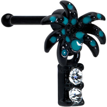 Load image into Gallery viewer, 20G 1/4 Clear Gem Black Night Palm Tree Dangle Nose Bone