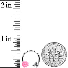 Load image into Gallery viewer, 16G 3/8 Butterfly Pink Flower Horseshoe Circular Barbell