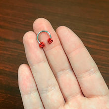 Load image into Gallery viewer, 16G 3/8 Blooming Red Rose Flower Horseshoe Circular Barbell