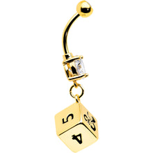 Load image into Gallery viewer, Licensed Dungeons & Dragons Clear CZ Gem Dice Dangle Belly Ring