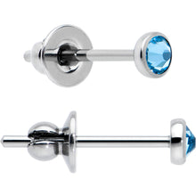 Load image into Gallery viewer, 3mm Blue Crystal Implant Grade Titanium Stud Earrings