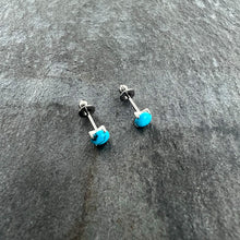 Load image into Gallery viewer, 3.5mm Blue Turquoise Stone Implant Grade Titanium Stud Earrings