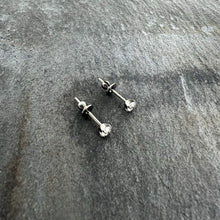Load image into Gallery viewer, 3mm Clear CZ Gem Implant Grade Titanium Stud Earrings