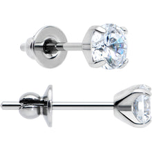 Load image into Gallery viewer, 4mm Clear CZ Gem Implant Grade Titanium Stud Earrings
