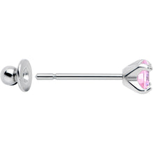 Load image into Gallery viewer, 4mm Pink CZ Gem Implant Grade Titanium Stud Earrings