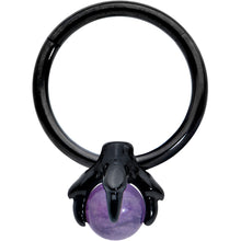 Load image into Gallery viewer, 16G 3/8 Purple Amethyst Black Claw Hand Hinged Segment Ring