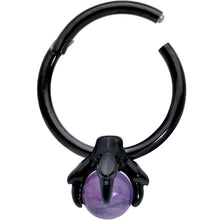 Load image into Gallery viewer, 16G 3/8 Purple Amethyst Black Claw Hand Hinged Segment Ring