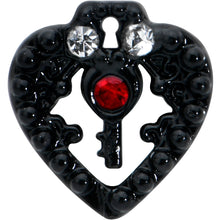 Load image into Gallery viewer, 16G 5/16 Red Clear Gem Black Heart Key Labret Monroe Tragus