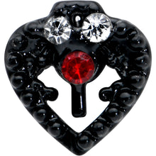 Load image into Gallery viewer, 20G 7.5mm Red Clear Gem Black Key Heart L Shape Nose Ring