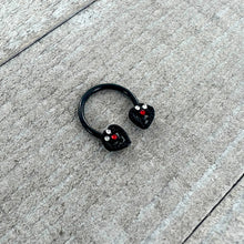 Load image into Gallery viewer, 16G 3/8 Clear Red Gem Black Key Heart Horseshoe Circular Barbell