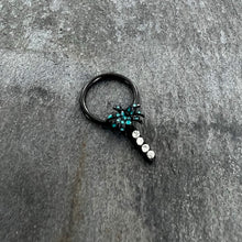 Load image into Gallery viewer, 16G 3/8 Clear Gem Black Night Palm Tree Dangle BCR Captive Ring