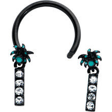 Load image into Gallery viewer, 16G 3/8 Clear Gem Black Night Palm Tree Dangle Horseshoe