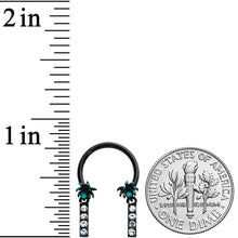 Load image into Gallery viewer, 16G 3/8 Clear Gem Black Night Palm Tree Dangle Horseshoe