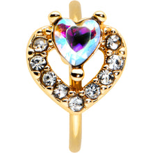 Load image into Gallery viewer, 20G 5/16 Clear Aurora Gem Heart Rococo Valentines Day Nose Hoop