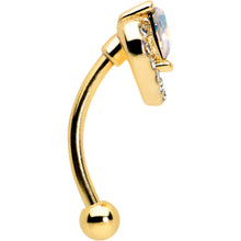 Load image into Gallery viewer, 16G 5/16 Aurora Gem Gold Tone Rococo Heart Curved Eyebrow Ring