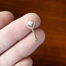Load image into Gallery viewer, 16G 5/16 Aurora Gem Gold Tone Rococo Heart Curved Eyebrow Ring