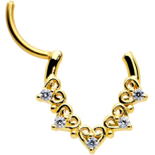 Load image into Gallery viewer, 16G 3/8 Clear CZ Gem Gold Tone Heart Filigree Cartilage Clicker