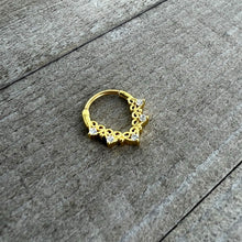 Load image into Gallery viewer, 16G 3/8 Clear CZ Gem Gold Tone Heart Filigree Cartilage Clicker