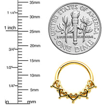Load image into Gallery viewer, 16G 3/8 Gold Tone Filigree Hearts Hinged Segment Ring