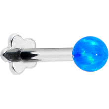 Load image into Gallery viewer, 16G 5/16 Blue Synthetic Opal Titanium Threadless Flower Labret