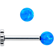 Load image into Gallery viewer, 16G 5/16 Blue Synthetic Opal Titanium Threadless Flower Labret