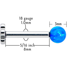 Load image into Gallery viewer, 16G 5/16 Blue Synthetic Opal Titanium Threadless Flower Labret