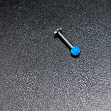 Load image into Gallery viewer, 16G 5/16 Blue Synthetic Opal Titanium Threadless Flower Labret