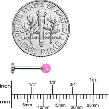 Load image into Gallery viewer, 16G 5/16 Pink Synthetic Opal Titanium Threadless Flower Labret