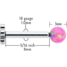 Load image into Gallery viewer, 16G 5/16 Pink Synthetic Opal Titanium Threadless Flower Labret