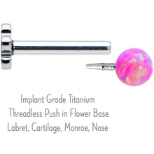Load image into Gallery viewer, 16G 5/16 Pink Synthetic Opal Titanium Threadless Flower Labret