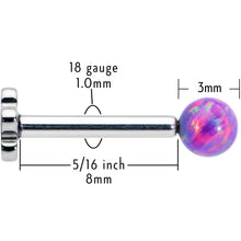 Load image into Gallery viewer, 16G 5/16 Purple Synthetic Opal Titanium Threadless Flower Labret