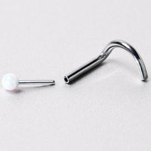 Load image into Gallery viewer, 18G 1/4 White Synth Opal G23 Titanium Threadless Left Nose Screw