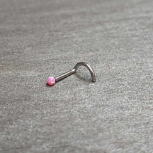 Load image into Gallery viewer, 18G 1/4 Pink Synth Opal G23 Titanium Threadless Left Nose Screw