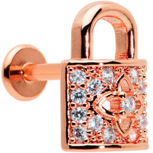 Load image into Gallery viewer, 16G 1/4 Clear CZ Gem Rose Gold Tone Lock It Up Labret