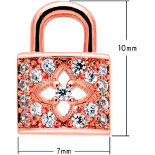 Load image into Gallery viewer, 16G 1/4 Clear CZ Gem Rose Gold Tone Lock It Up Labret