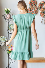 Load image into Gallery viewer, Full Size Short Sleeve V Neck Ruffled Hem Dress For Summer – Feminine Ruffled Hem Dress, Chic V Neck Dress, Stylish Short Sleeve Dress, Elegant Ruffled Dress, Flattering Ruffled Hem Dress, Comfortable V Neck Dress, Versatile Short Sleeve Dress