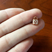 Load image into Gallery viewer, 16G 5/16 Clear CZ Gem Rose Gold Tone Lock It Up Labret Tragus