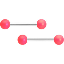 Load image into Gallery viewer, 14G 9/16 Matte Pink Aurora Barbell Nipple Ring Set