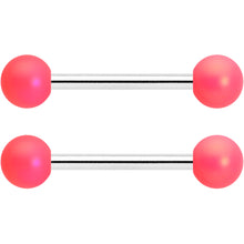 Load image into Gallery viewer, 14G 9/16 Matte Pink Aurora Barbell Nipple Ring Set