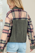 Load image into Gallery viewer, Plaid Corduroy Flap Pockets Button Up Jacket Trendy Outerwear With Classic Flap Pockets For Casual Comfort