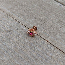Load image into Gallery viewer, 16G 1/4 Red Gem Rose Gold Tone Octogram Star Labret Monroe Tragus