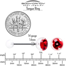 Load image into Gallery viewer, Bubble Rose Red Barbell Tongue Ring