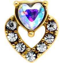 Load image into Gallery viewer, Clear CZ Gem Gold Tone Double Valentine Heart Barbell Tongue Ring