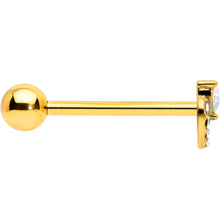 Load image into Gallery viewer, Clear CZ Gem Gold Tone Double Valentine Heart Barbell Tongue Ring
