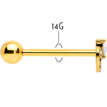 Load image into Gallery viewer, Clear CZ Gem Gold Tone Double Valentine Heart Barbell Tongue Ring