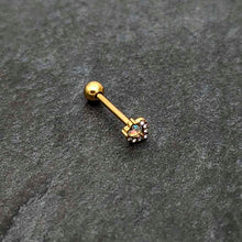 Load image into Gallery viewer, Clear CZ Gem Gold Tone Double Valentine Heart Barbell Tongue Ring