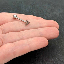 Load image into Gallery viewer, Clear Gem Double Triangle Barbell Tongue Ring