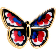 Load image into Gallery viewer, 20G 1/4 Red Blue White Butterfly Nose Bone