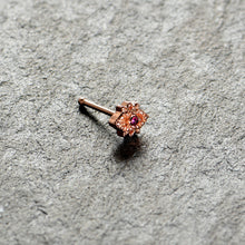 Load image into Gallery viewer, 20G 1/4 Red Gem Rose Gold Tone Octogram Star Nose Bone