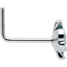 Load image into Gallery viewer, 20G 7mm Spring Flower Green Blue L Shape Nose Ring